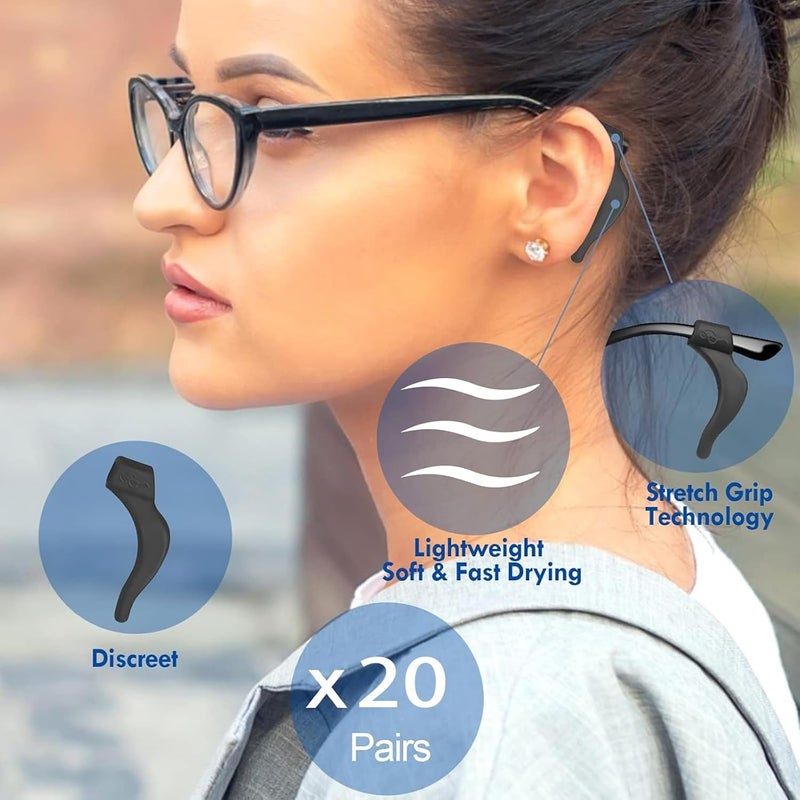 topstart Store 20 Pairs Eye Glasses Ear Grippers, Anti-Slip Glass Ear Hook Comfort Silicone Eyeglasses Ear Cushion for Behind the Ear for Glasses Sunglasses Reading Glasses Retainers for Kids Adults - Image 5